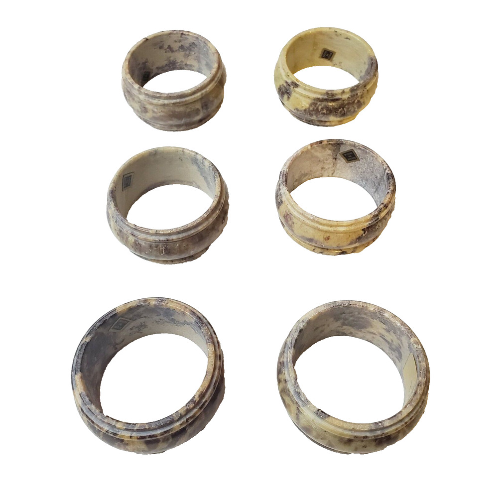 Napkin Holder Kitchenware 6 Piece Ceramic Brown/White Marble India Vintage